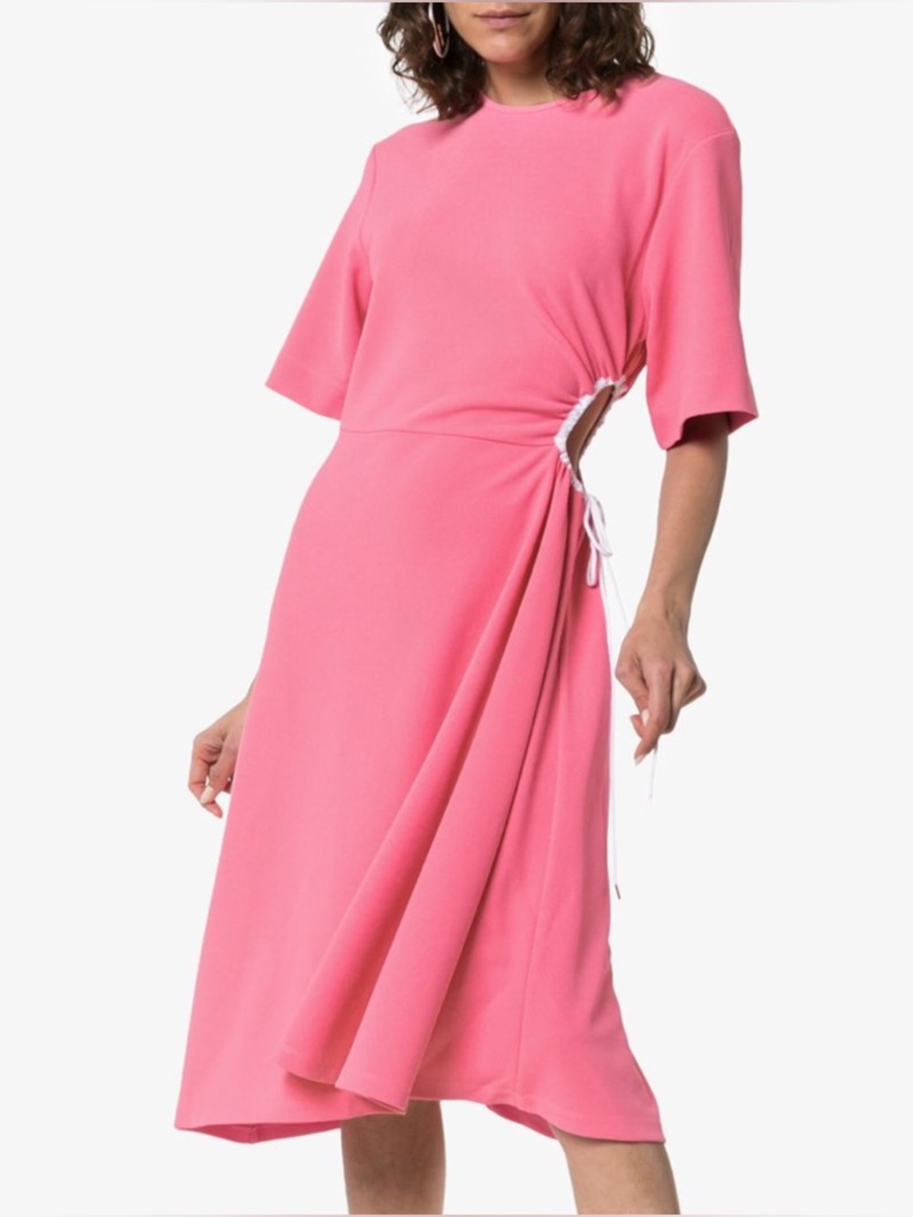 See by Chloé Cut Out Asymmetrical Pink Midi Dress